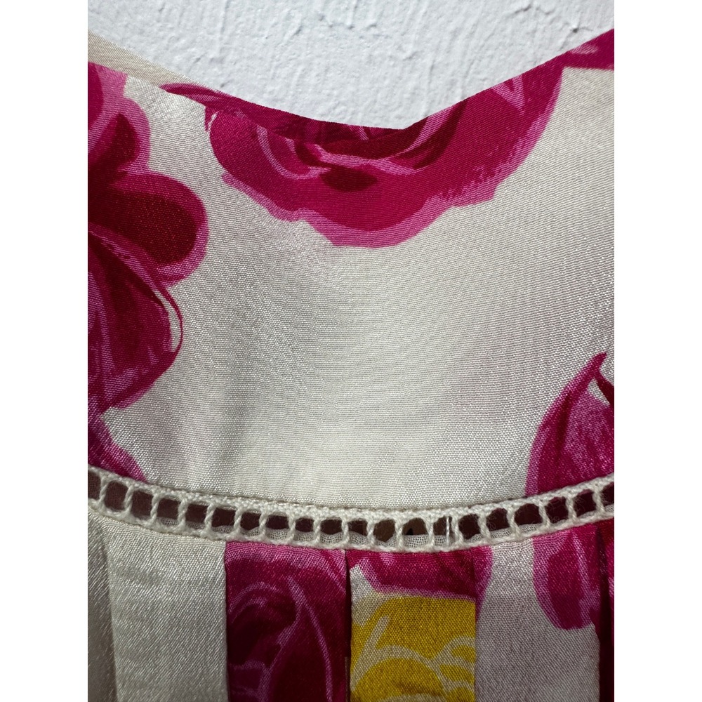 Anthropologie Moulinette Soeurs 100% Silk Magenta Rose Floral Slip Dress Sz 4 - Picture 5 of 15